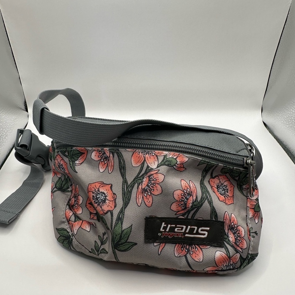 Jansport Gray and Pink Floral Bag